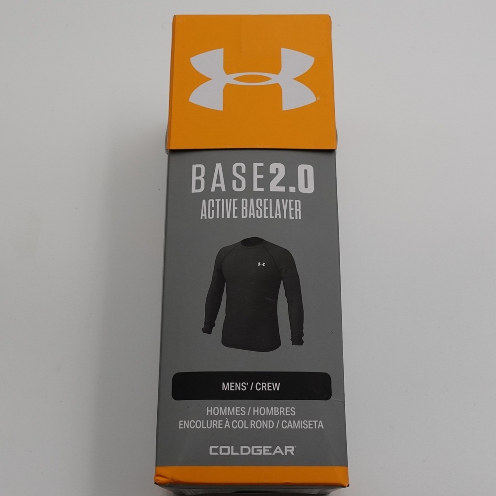 Under Armour Base 2.0 Baselayer Mens 2XL Black ColdGear Crew Neck 1343244-001